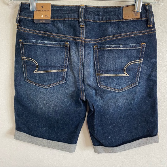 AMERICAN EAGLE Skinny Bermuda Stretch Low Rise Denim Shorts Sz 4 NWT - Picture 4 of 10